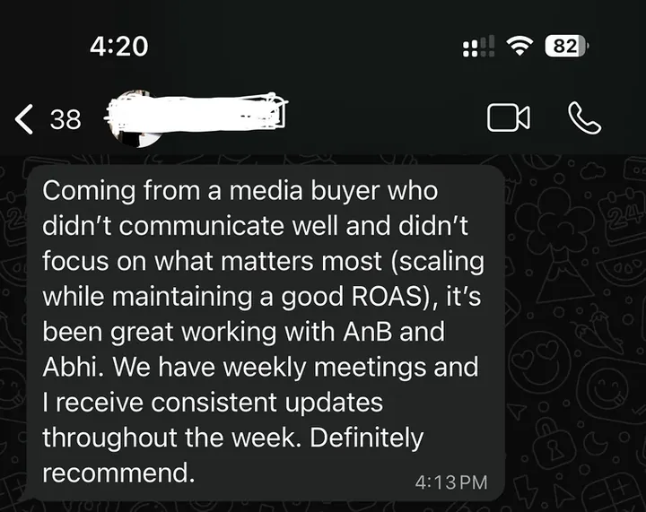 Client: great working with AnB, weekly meetings and consistent updates