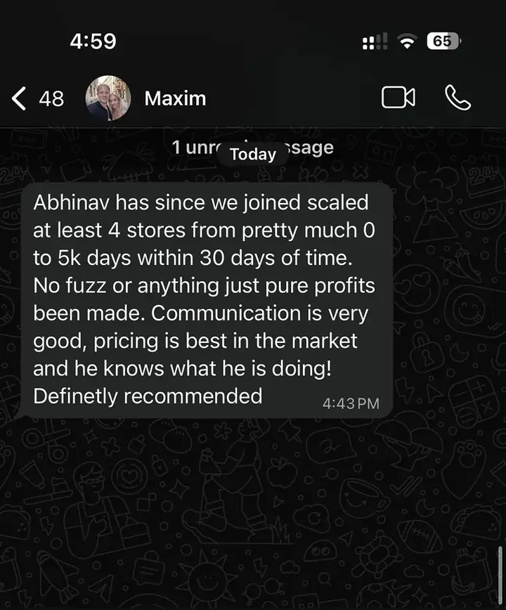 Client: scaled at least 4 stores from near zero to 5k days within 30 days